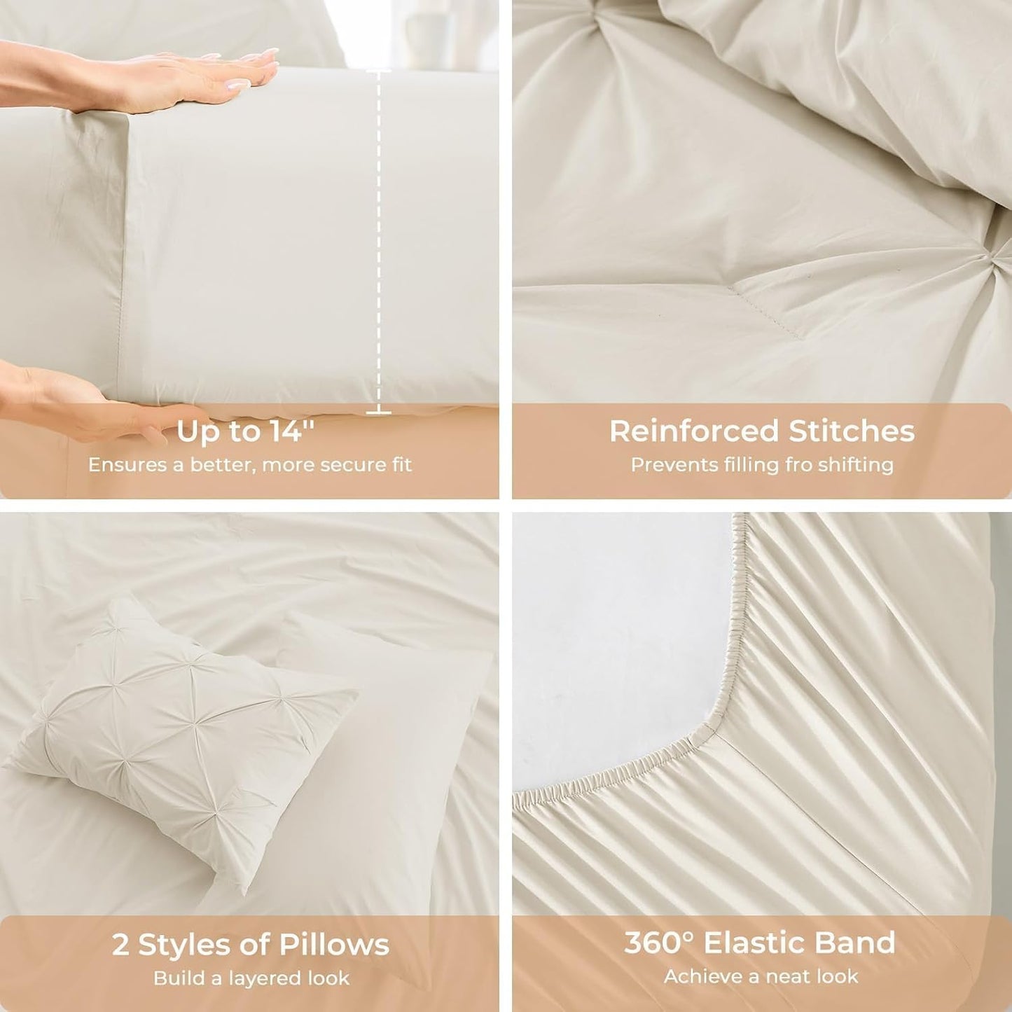 Valen Pintuck Comforter Set – 7 Piece Modern Bedding Collection