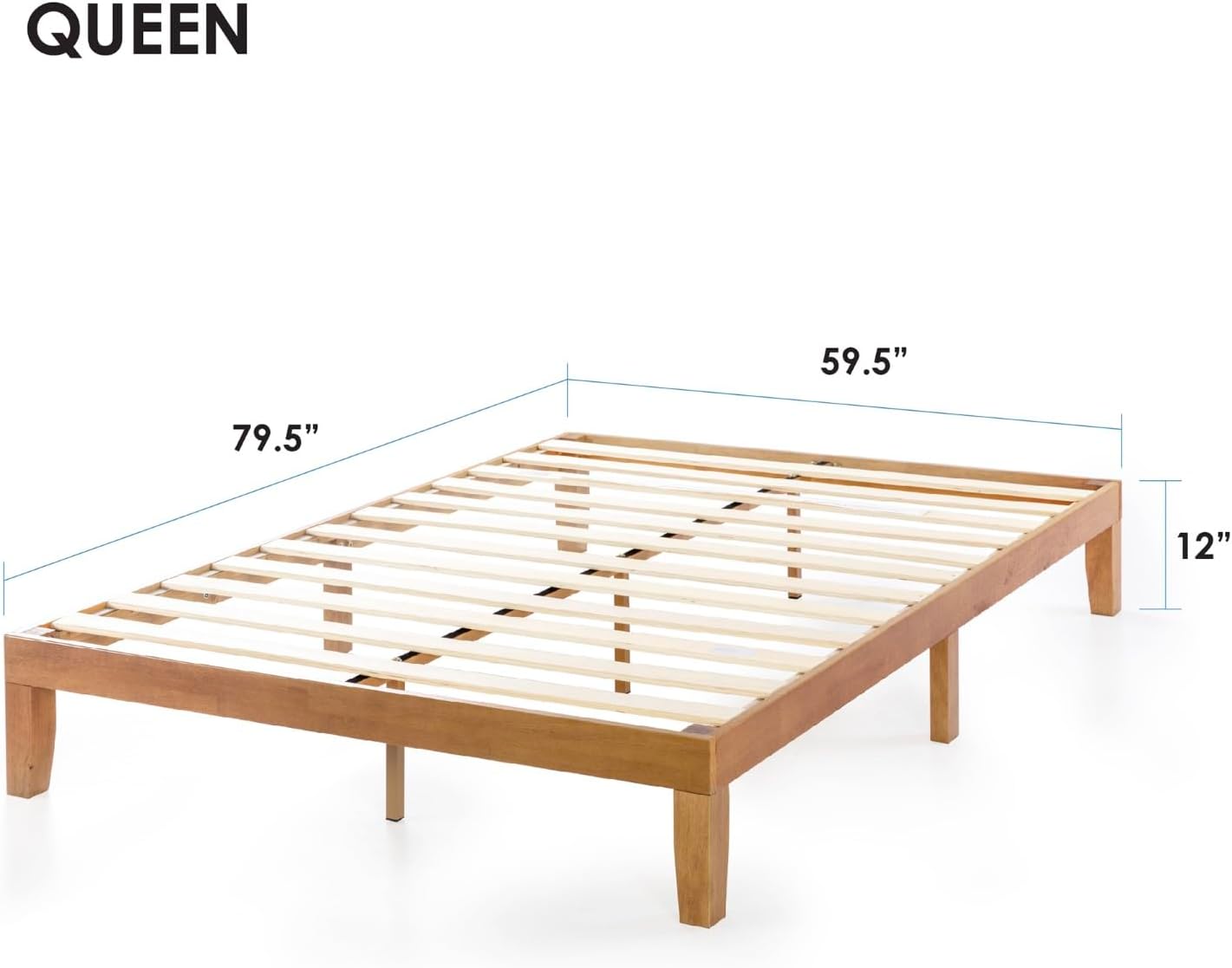 Alderwood Platform Bed – Solid Wood Minimal Frame (Queen)