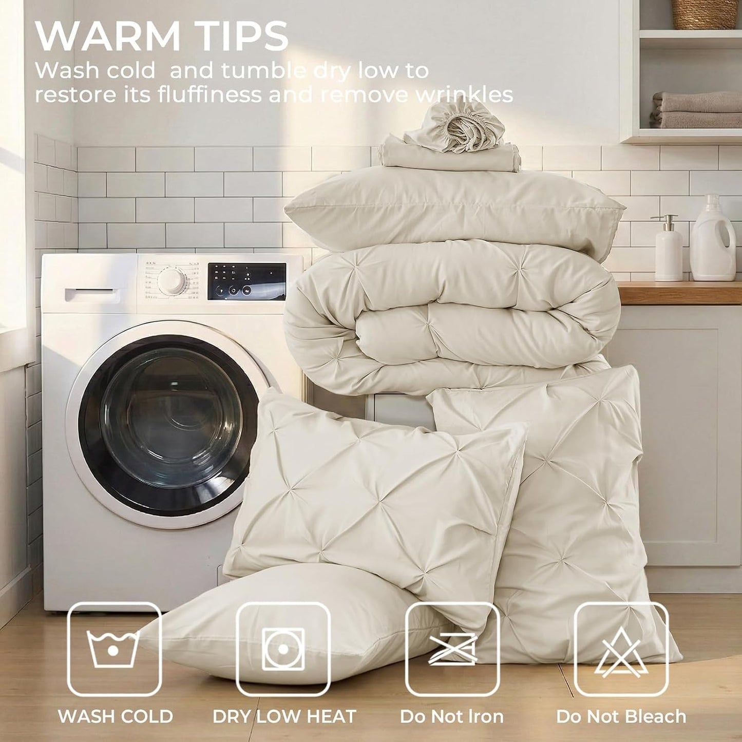 Valen Pintuck Comforter Set – 7 Piece Modern Bedding Collection