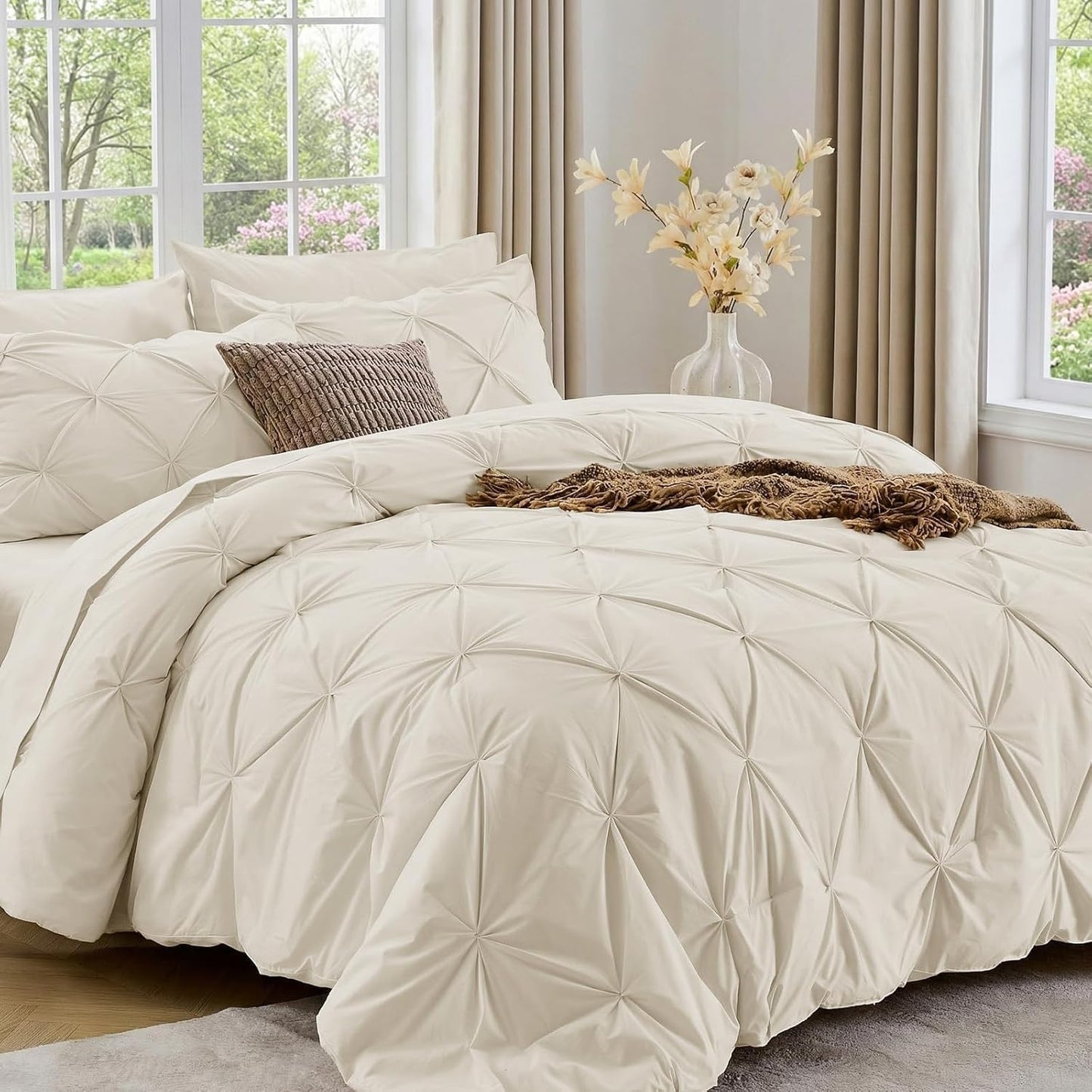 Valen Pintuck Comforter Set – 7 Piece Modern Bedding Collection