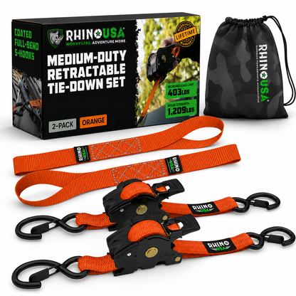 Auto-Retract Ratchet Tie Down Straps