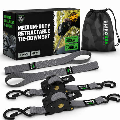 Auto-Retract Ratchet Tie Down Straps