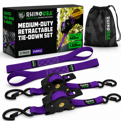 Auto-Retract Ratchet Tie Down Straps