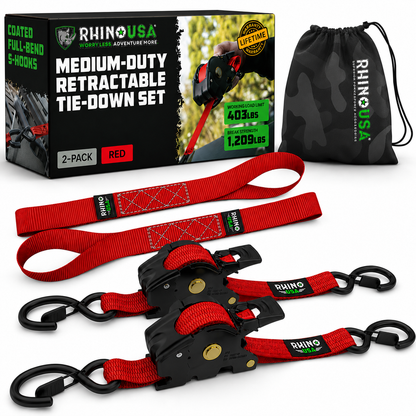 Auto-Retract Ratchet Tie Down Straps