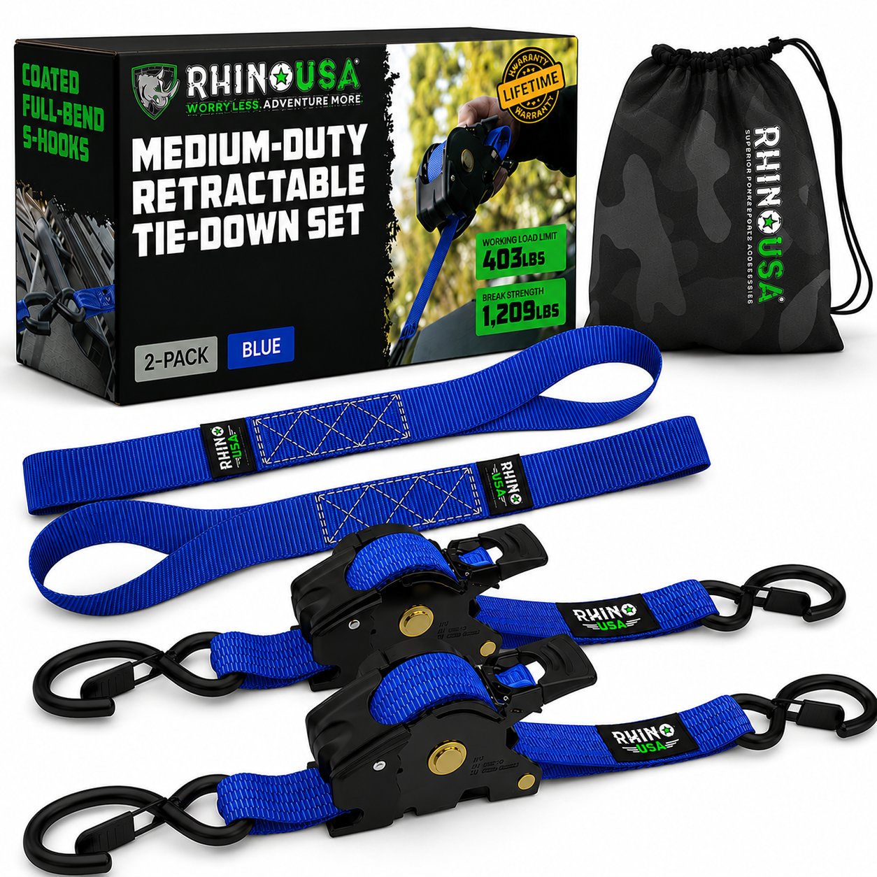 Auto-Retract Ratchet Tie Down Straps
