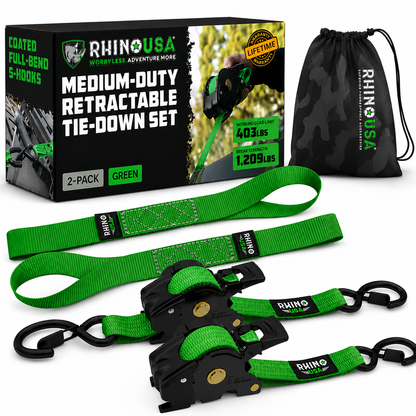 Auto-Retract Ratchet Tie Down Straps